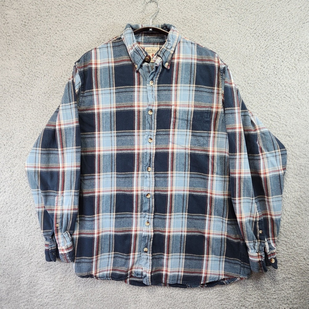 Red Head Brand Co. Flannel Button Up Shirt Mens Size LT Plaid 100% Cotton Casual